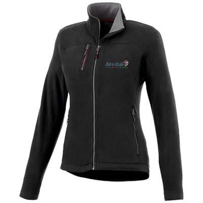 Branded Promotional PITCH MICROFLEECE LADIES JACKET in Black Solid Jacket From Concept Incentives.