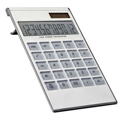 Branded Promotional 12 DIGIT DUAL POWER CALCULATOR in White Calculator From Concept Incentives.