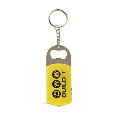 Branded Promotional MULTIKEY KEYRING CHAIN in Yellow Bottle Opener From Concept Incentives.