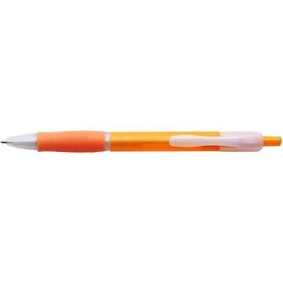 Branded Promotional STORM PLASTIC BALL PEN in Translucent Orange & Clear Transparent Pen From Concept Incentives.