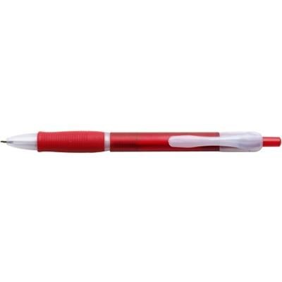 Branded Promotional STORM PLASTIC BALL PEN in Translucent Red & Clear Transparent Pen From Concept Incentives.