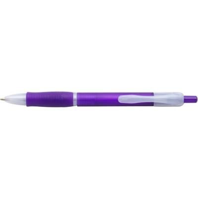 Branded Promotional STORM PLASTIC BALL PEN in Translucent Purple & Clear Transparent Pen From Concept Incentives.