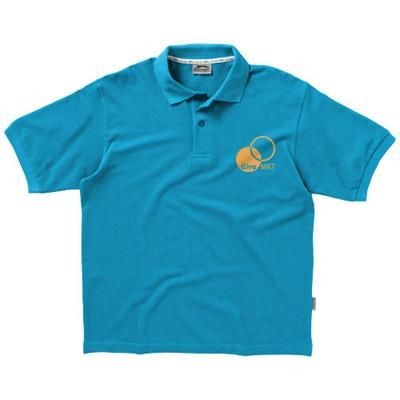 Branded Promotional FOREHAND SHORT SLEEVE MENS POLO in Aqua Polo Shirt From Concept Incentives.