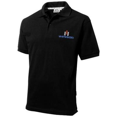 Branded Promotional FOREHAND SHORT SLEEVE MENS POLO in Black Solid Polo Shirt From Concept Incentives.