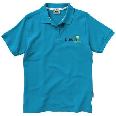 Branded Promotional FOREHAND SHORT SLEEVE LADIES POLO in Aqua Polo Shirt From Concept Incentives.