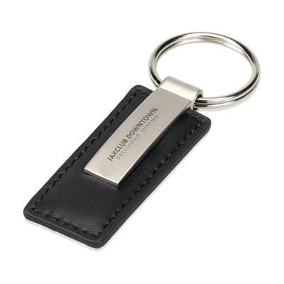 Branded Promotional LEATHER KEYRING in Black Keyring From Concept Incentives.