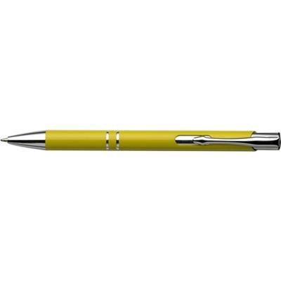 Branded Promotional ALUMINIUM METAL PUSH BUTTON BALL PEN in Yellow Pen From Concept Incentives.