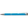 Branded Promotional ALUMINIUM METAL PUSH BUTTON BALL PEN in Pale Blue Pen From Concept Incentives.