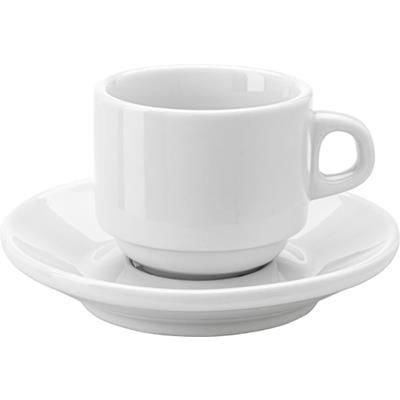 Branded Promotional STACKABLE PORCELAIN CUP & SAUCER in White Cup &amp; Saucer Set From Concept Incentives.