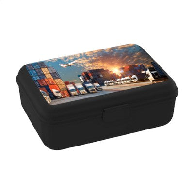 Branded Promotional SCHOOL BOX DELUXE LUNCH BOX in Black Lunch Box From Concept Incentives.