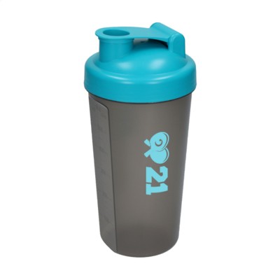 Branded Promotional SHAKER PROTEIN DRINK CUP in Turquoise & Grey Sports Drink Bottle From Concept Incentives.