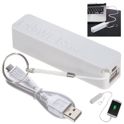 Branded Promotional MIAMI BEACH POWER BANK in White Charger From Concept Incentives.