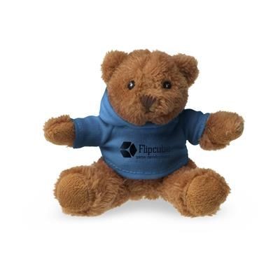 Branded Promotional HOODED HOODY BEAR SOFT TOY in Blue Soft Toy From Concept Incentives.