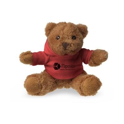 Branded Promotional HOODED HOODY BEAR SOFT TOY in Red Soft Toy From Concept Incentives.