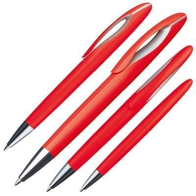 Branded Promotional FAIRFIELD PLASTIC BALL PEN in Red Pen From Concept Incentives.