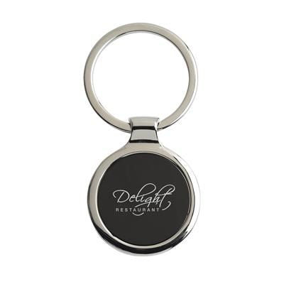 Branded Promotional KEYTAG CIRCLE KEYRING in Black Keyring From Concept Incentives.