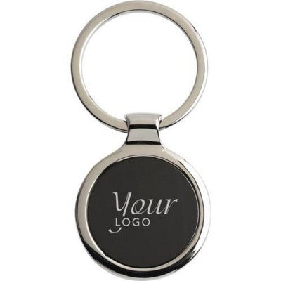 Branded Promotional KEY TAG CIRCLE KEYRING in Black Keyring From Concept Incentives.