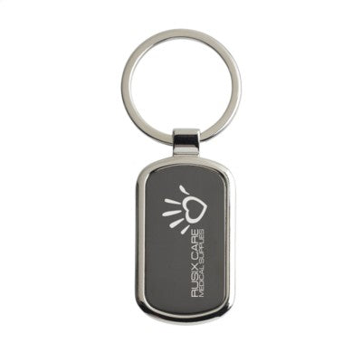 Branded Promotional KEYTAG RECTANGULAR KEYRING in Black Keyring From Concept Incentives.