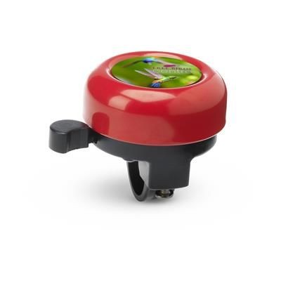 Branded Promotional METAL BICYCLE BELL with Plastic Holder in Red Bell From Concept Incentives.