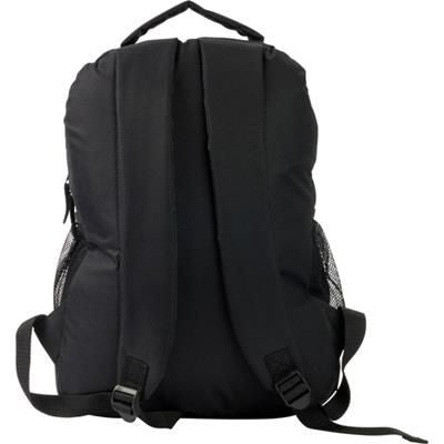 Branded Promotional 600D POLYESTER BACKPACK RUCKSACK in Black Bag From Concept Incentives.