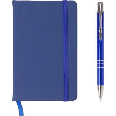 Branded Promotional NOTE BOOK AND BALL PEN SET in Blue Pen From Concept Incentives.