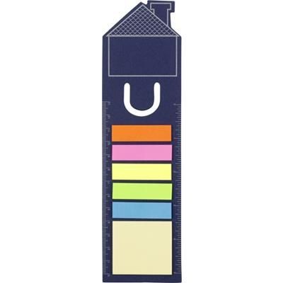 Branded Promotional HOUSE SHAPE CARD BOOKMARK & INDEX TAPE FLAG MARKER SET in Blue Bookmark From Concept Incentives.