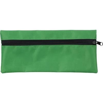 Branded Promotional PENCIL CASE with Zip in Green Pencil Case From Concept Incentives.