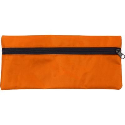 Branded Promotional PENCIL CASE with Zip in Orange Pencil Case From Concept Incentives.