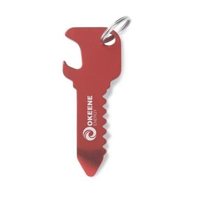 Branded Promotional KEYOPENER KEYRING in Red Bottle Opener From Concept Incentives.