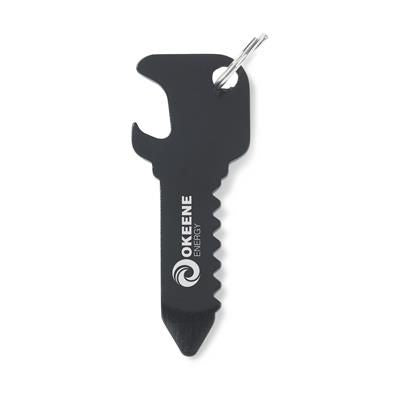 Branded Promotional KEYOPENER KEYRING in Black Bottle Opener From Concept Incentives.