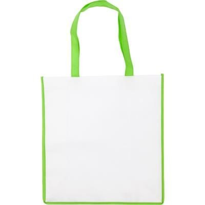 NON WOVEN SHOPPER TOTE BAG in White with Coloured Trim