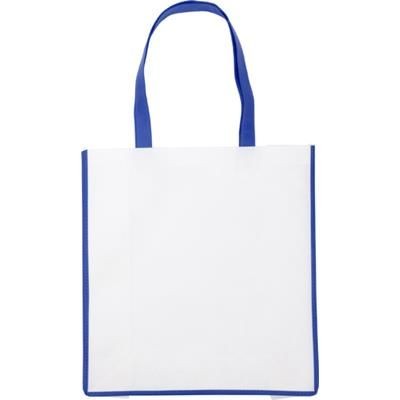 NON WOVEN SHOPPER TOTE BAG in White with Coloured Trim