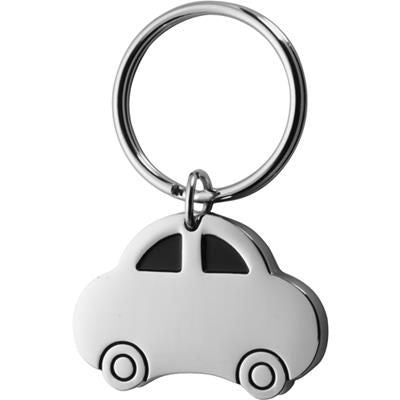 Branded Promotional CAR SHAPE METAL KEYRING in Black Gift Box Keyring From Concept Incentives.