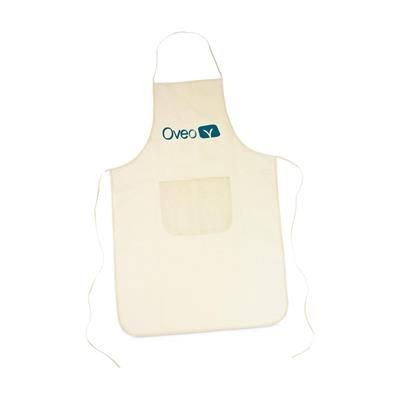 Branded Promotional COTTON APRON with Pocket in Beige Apron From Concept Incentives.