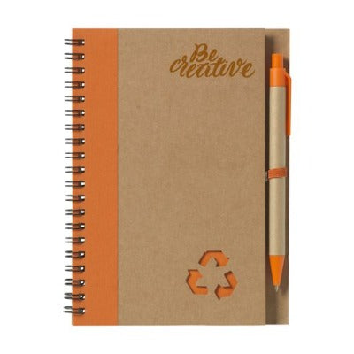 Branded Promotional RECYCLE NOTE-L NOTE BOOK in Orange Note Pad From Concept Incentives