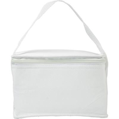 Branded Promotional SIX CAN NON WOVEN COOL BAG in White Cool Bag From Concept Incentives.