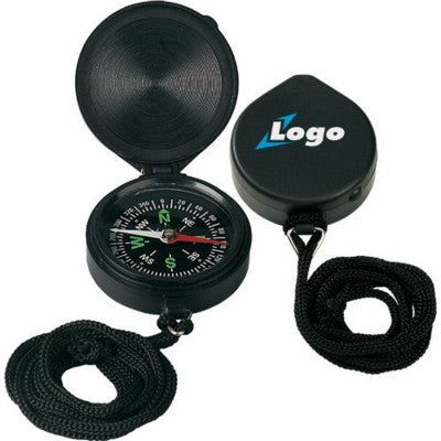 Branded Promotional EN ROUTE POCKET SIZED COMPASS with Lanyard in Black Compass From Concept Incentives.