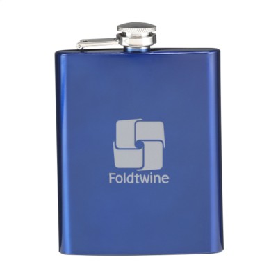 Branded Promotional HIP FLASK DRINK BOTTLE in Blue Hip Flask From Concept Incentives.