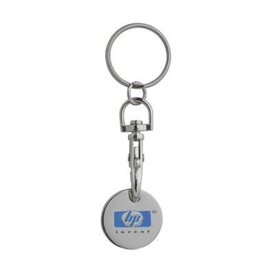 Branded Promotional SHOPPING COIN COIN ‚Ç¨ 0 in Silver Keyring From Concept Incentives.