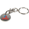 Branded Promotional TROLLEY COIN TOKEN METAL CARABINER KEYRING in Silver Keyring From Concept Incentives.