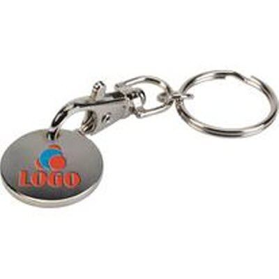 Branded Promotional TROLLEY SHOPPER COIN KEYRING in Silver Keyring From Concept Incentives.