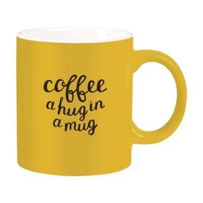 Branded Promotional KITTY MUG in Yellow Mug From Concept Incentives.