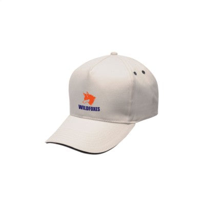 Branded Promotional REGATTA STANDOUT AMSTON 5 PANEL CAP in White & Navy Baseball Cap From Concept Incentives.