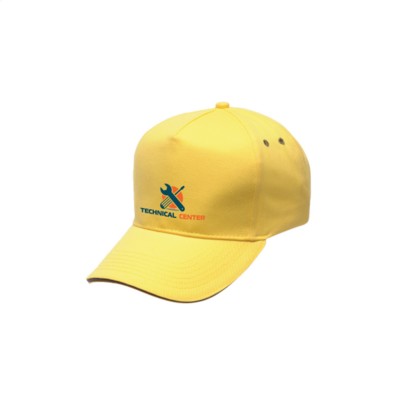 Branded Promotional REGATTA STANDOUT AMSTON 5 PANEL CAP in Yellow & Grey Baseball Cap From Concept Incentives.