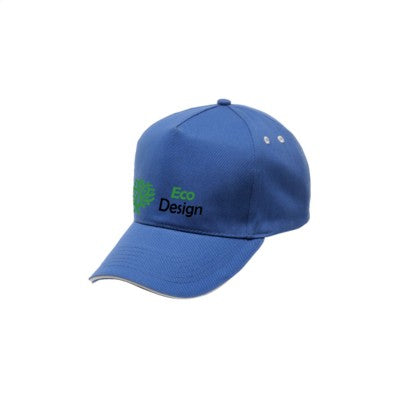 Branded Promotional REGATTA STANDOUT AMSTON 5 PANEL CAP in Blue & White Baseball Cap From Concept Incentives.