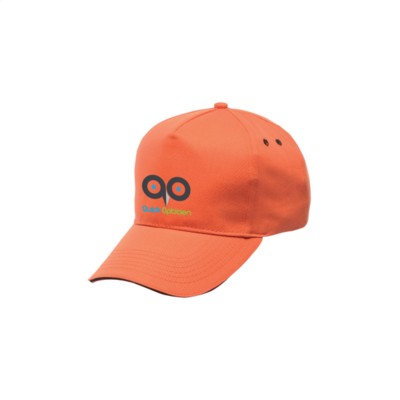 Branded Promotional REGATTA STANDOUT AMSTON 5 PANEL CAP in Orange & Black Baseball Cap From Concept Incentives.