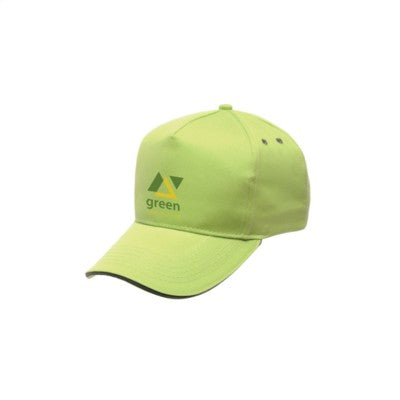 Branded Promotional REGATTA STANDOUT AMSTON 5 PANEL CAP in Lime Green & Grey Baseball Cap From Concept Incentives.