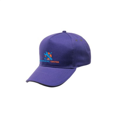 Branded Promotional REGATTA STANDOUT AMSTON 5 PANEL CAP in Purple & Grey Baseball Cap From Concept Incentives.