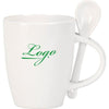 Branded Promotional SPOON CUP CERAMIC POTTERY MUG in White Mug From Concept Incentives.