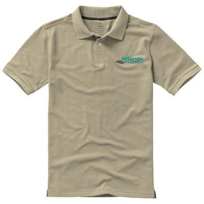 Branded Promotional CALGARY SHORT SLEEVE MENS POLO in Khaki Polo Shirt From Concept Incentives.